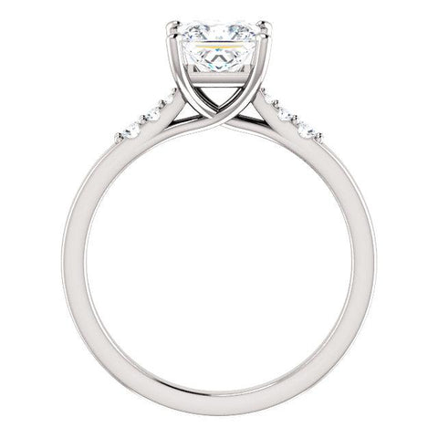 14K White 5.5x5.5mm Square .06 CWT Diamond Semi-Set Engagement Ring - Moijey Fine Jewelry and Diamonds
