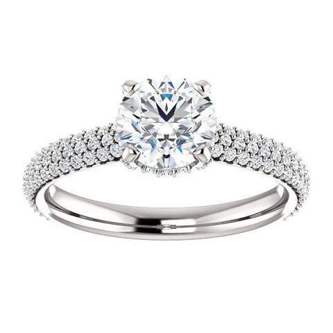 Pave Accented Round Engagement Ring Setting - Moijey Fine Jewelry and Diamonds
