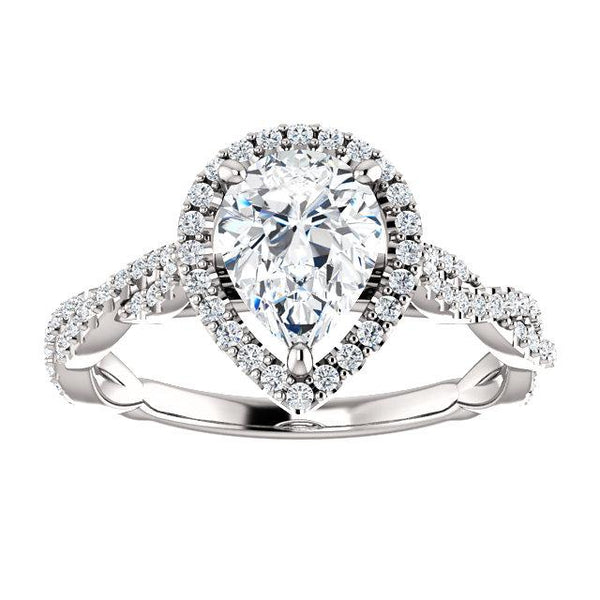 Pear-Shaped Infinite Halo Engagement Ring - Moijey Fine Jewelry and Diamonds