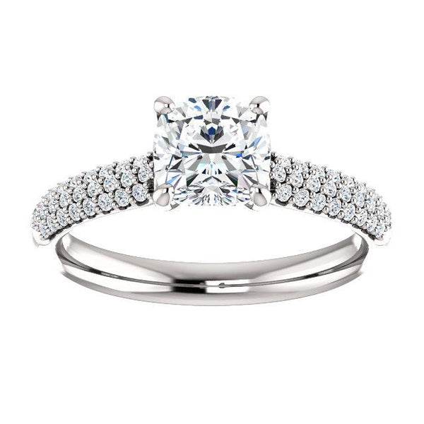 Airy Cushion Pave Engagement Ring Setting