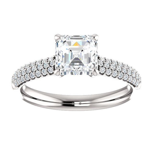 Airy Asscher Pave Engagement Ring Setting - Moijey Fine Jewelry and Diamonds