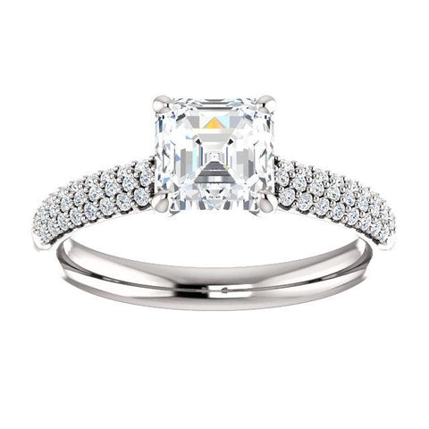 Airy Asscher Pave Engagement Ring Setting - Moijey Fine Jewelry and Diamonds