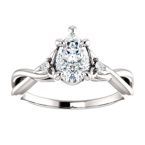 Floral Infinity Pear Engagement Ring Setting (8x5mm) - Moijey Fine Jewelry and Diamonds