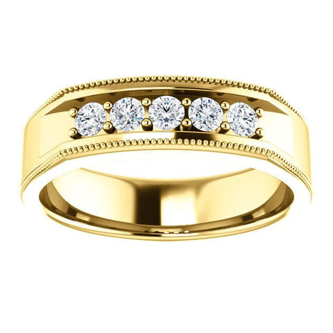 Men's Five-Diamond Milgrain Ring - Moijey Fine Jewelry and Diamonds