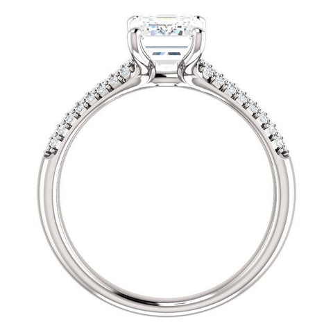 Airy Emerald-Cut Pave Engagement Ring Setting - Moijey Fine Jewelry and Diamonds