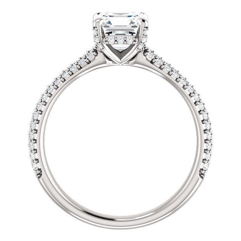 Pave Accented Asscher-Cut Engagement Ring Setting - Moijey Fine Jewelry and Diamonds
