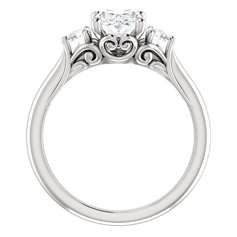 Filigree Oval Three-Stone Engagement Ring - Moijey Fine Jewelry and Diamonds