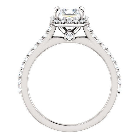 Sweet Halo Princess-Cut Engagement Ring Mounting - Moijey Fine Jewelry and Diamonds