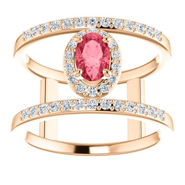 Rose Gold and Pink Spinel Halo Ring - Moijey Fine Jewelry and Diamonds