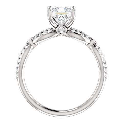 14K White 5.5x5.5mm Square 1/4 CTW Semi-Set Engagement Ring - Moijey Fine Jewelry and Diamonds