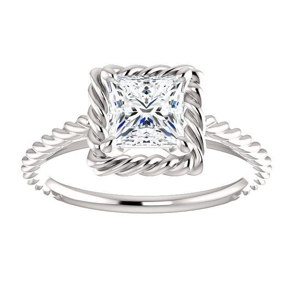 14K White 5.5mm Square Ring Mounting - Moijey Fine Jewelry and Diamonds