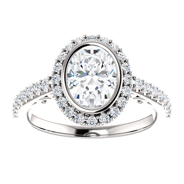 Oval Bezel & Filigee Engagement Ring Setting
