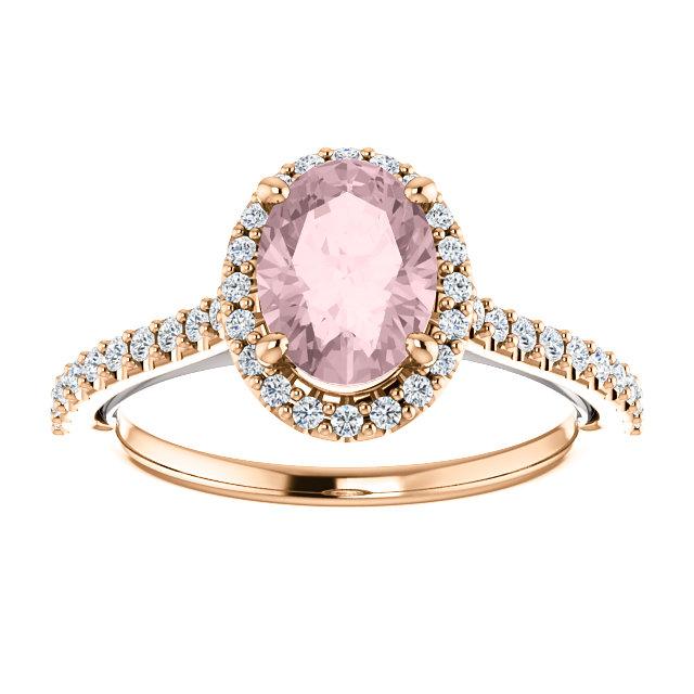 Rose Gold and White Gold Oval-Shaped Sweetheart Halo Engagement Ring