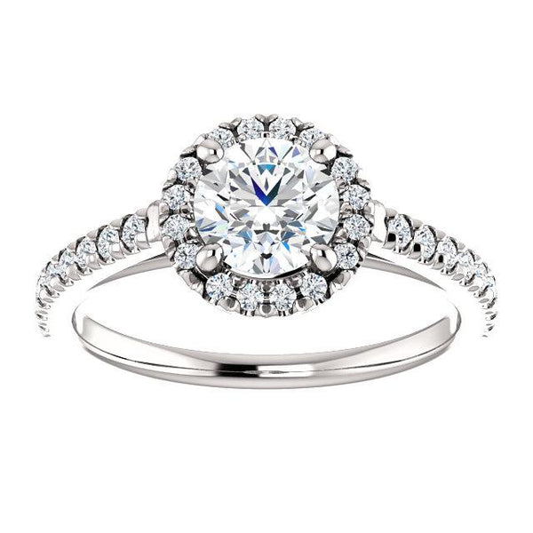 Comfortable French-Set Halo Engagement Ring Setting - Moijey Fine Jewelry and Diamonds