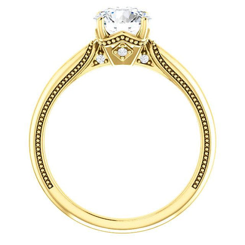 14K Yellow 6.5mm Round Engagement Ring Mounting - Moijey Fine Jewelry and Diamonds