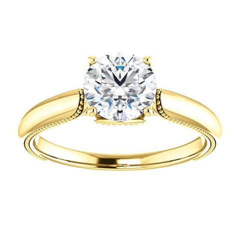 14K Yellow 6.5mm Round Engagement Ring Mounting - Moijey Fine Jewelry and Diamonds