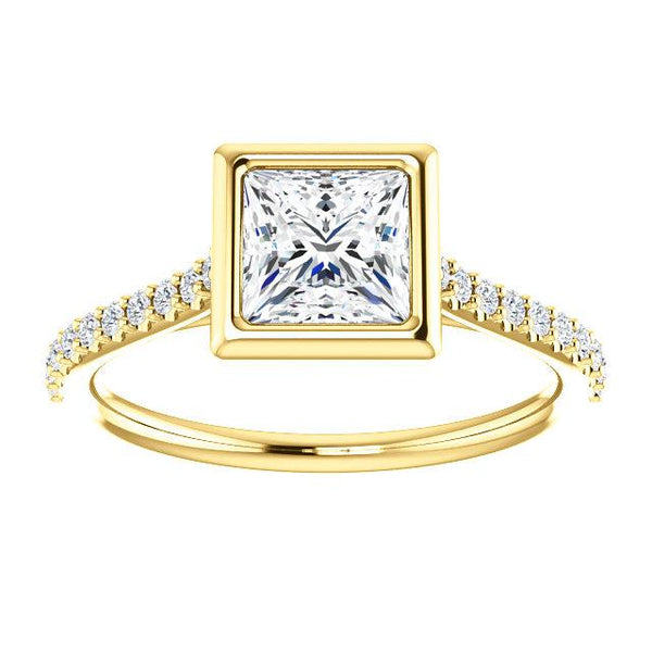 14K Yellow 5.5x5.5mm Square 1/6 CTW Diamond Semi-Set Engagement Ring - Moijey Fine Jewelry and Diamonds