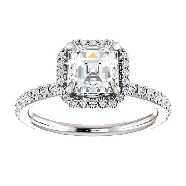 14K White 6mm Asscher Engagement Ring Mounting - Moijey Fine Jewelry and Diamonds