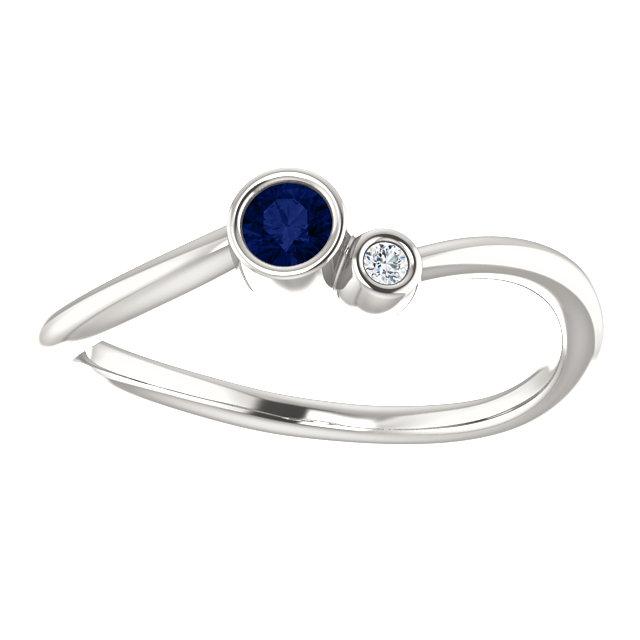 Bezel-Set Sapphire & .02 CTW Diamond Two-Stone Ring