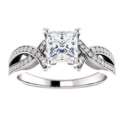 Infinite Princess 1/8 CTW Diamond Semi-Set Engagement Ring Setting - Moijey Fine Jewelry and Diamonds