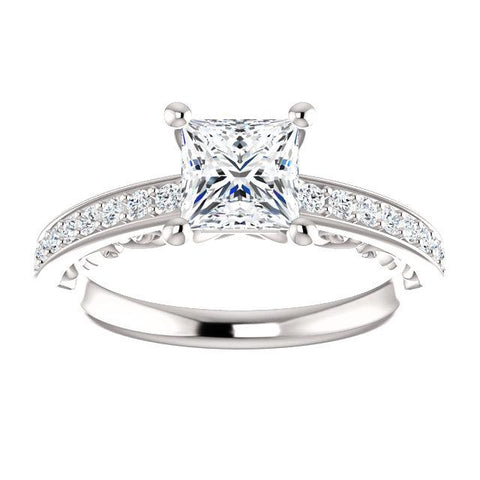 14K White 5.5x5.5mm Square 1/4 CTW Diamond Semi-Set Engagement Ring Mounting - Moijey Fine Jewelry and Diamonds