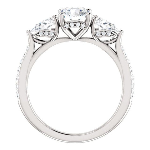 Three-Stone French-Set Engagement Ring Setting - Moijey Fine Jewelry and Diamonds