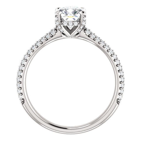 Pave Accented Princess Cut Engagement Ring Setting - Moijey Fine Jewelry and Diamonds