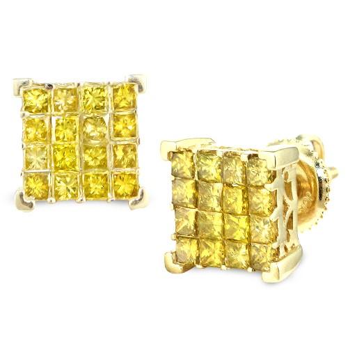 10KY 1.25ctw Yellow PC Diamond Cube Earrings