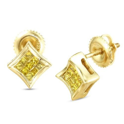 10KY 0.25ctw Yellow PC Diamond Concave Kite Earrings - Moijey Fine Jewelry and Diamonds