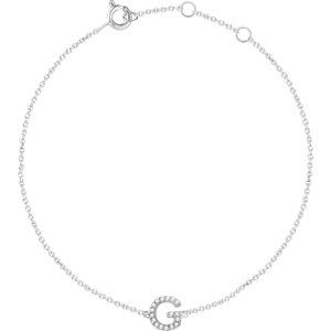 14K White .05 CTW Diamond Initial "G" 6-7" Bracelet - Moijey Fine Jewelry and Diamonds