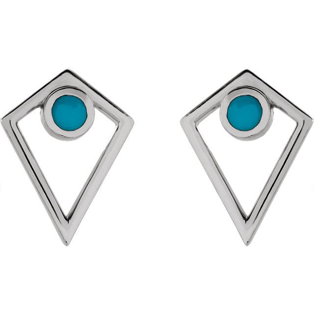 Turquoise Cabochon Pyramid Earrings