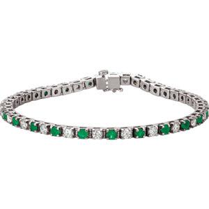 Platinum Emerald & 2 3/8 CTW Diamond Bracelet