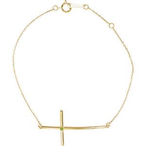 14K Yellow Peridot Sideways Cross Bracelet - Moijey Fine Jewelry and Diamonds