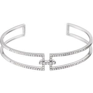 14K White 3/4 CTW Diamond Cuff 6" Bracelet - Moijey Fine Jewelry and Diamonds