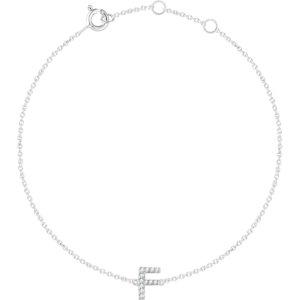 14K White .05 CTW Diamond Initial "F" 6-7" Bracelet - Moijey Fine Jewelry and Diamonds