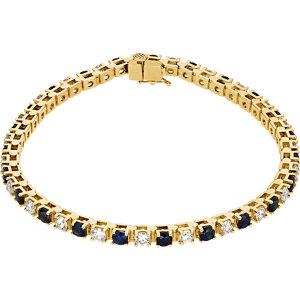 14K Yellow Blue Sapphire & 2 1/3 CTW Diamond Bracelet - Moijey Fine Jewelry and Diamonds