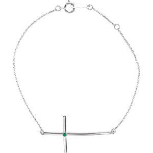 Emerald Sideways Cross Bracelet