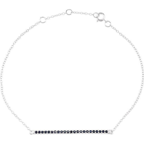 8-Inch 14K White Gold & Blue Sapphire Bracelet