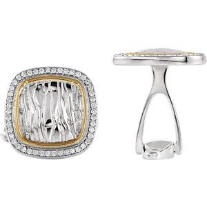 Sterling Silver & 14K Yellow 1/2 CTW Diamond Elephant Print Cuff Links - Moijey Fine Jewelry and Diamonds
