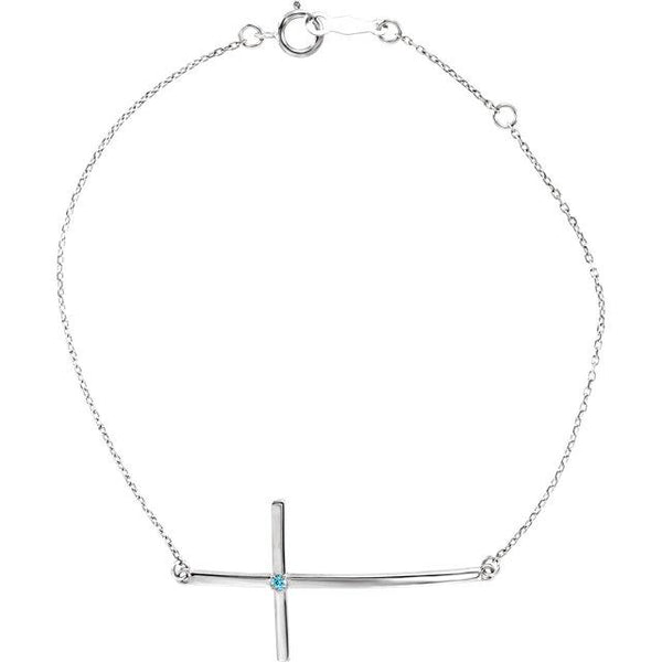 Blue Zircon Sideways Cross Bracelet - Moijey Fine Jewelry and Diamonds