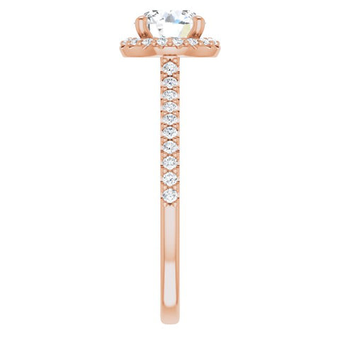 14K Rose Gold Round-Shaped Sweetheart Halo Engagement Ring
