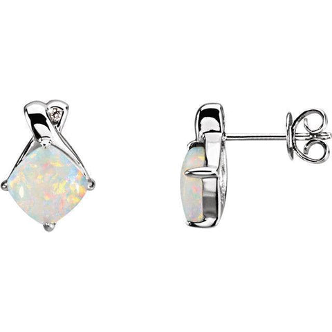 White Gold Opal & Diamond Earrings - Moijey Fine Jewelry and Diamonds