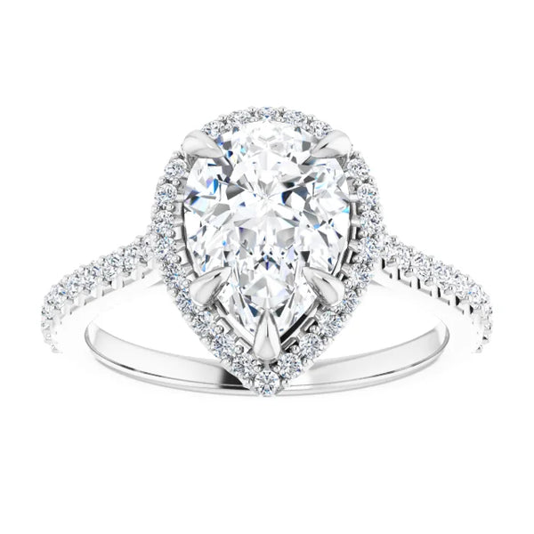 Sweet Pear Platinum Diamond Engagement Ring