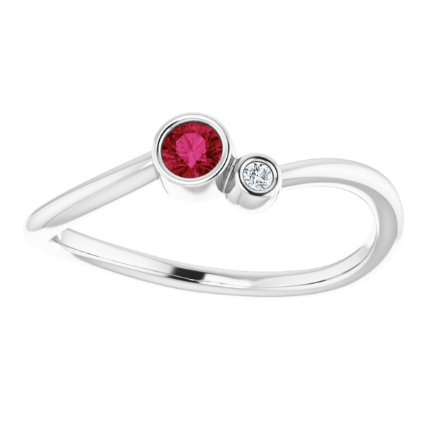 Bezel-Set Ruby & .02 CTW Diamond Two-Stone Ring - Moijey Fine Jewelry and Diamonds